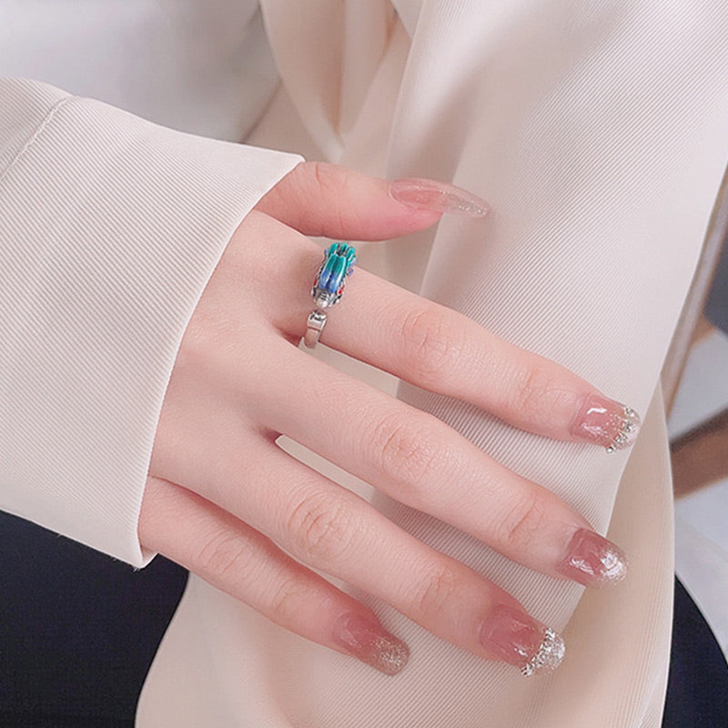 925 Sterling Silber Drachenring für Glück &amp; Schutz, verstellbar