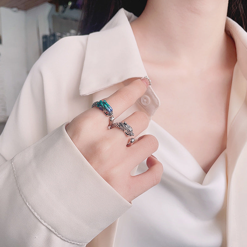 925 Sterling Silber Drachenring für Glück &amp; Schutz, verstellbar