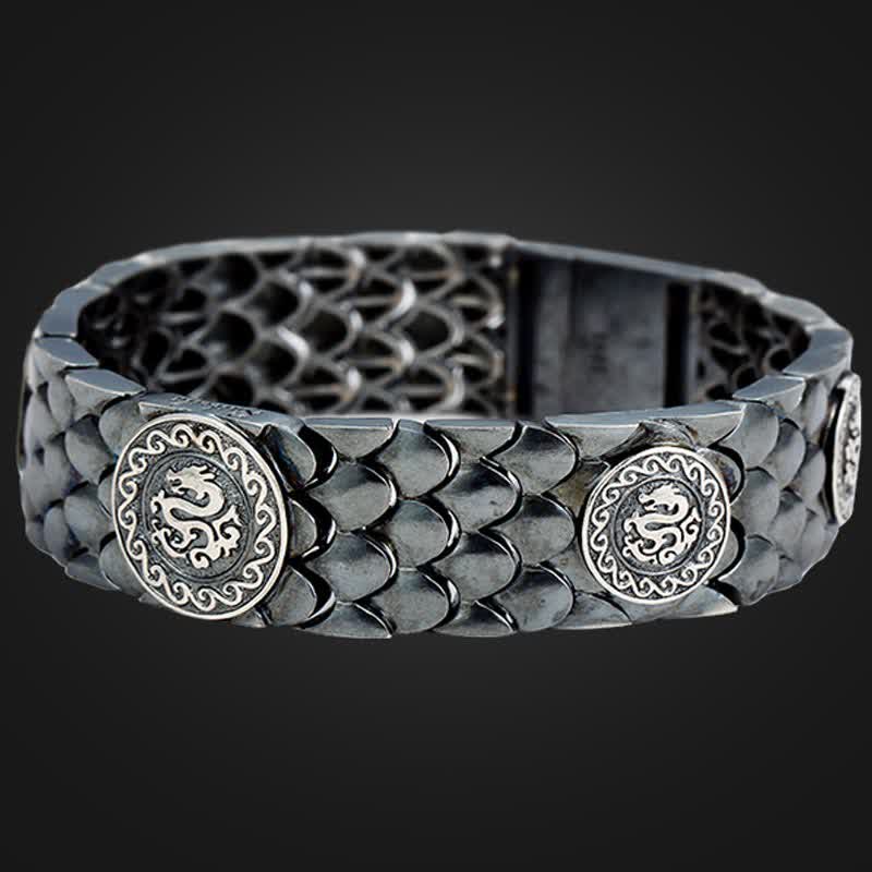 925 Sterling Silber Drachenschuppen Glücks-Erfolgsarmband