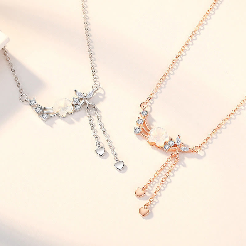 925 Sterling Silber Blume Schmetterling Liebe Halskette Set
