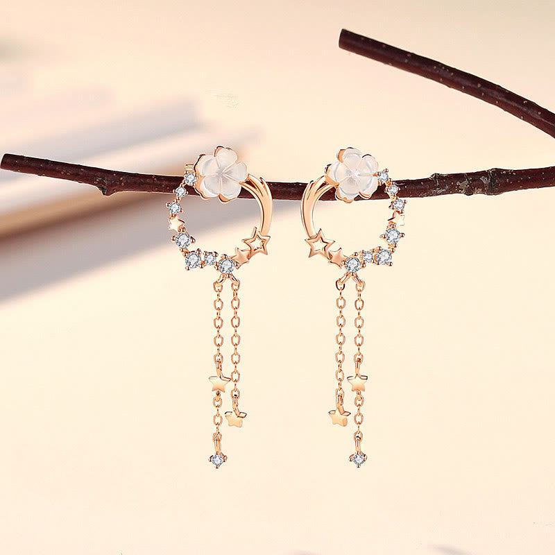 925 Sterling Silber Blume Schmetterling Liebe Halskette Set