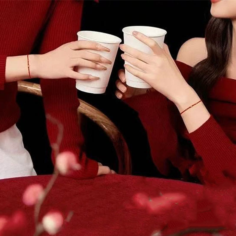 Glücksarmband aus 925er Sterlingsilber mit rotem Faden und Fu-Charakter