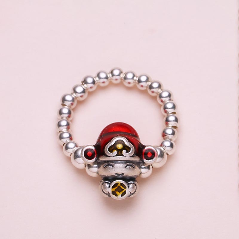 925 Sterling Silber Gott des Reichtums Schutzring 53-54mm