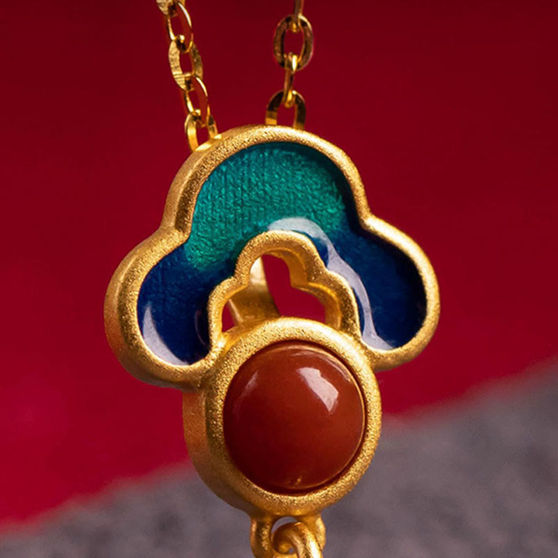 925 Sterling Silber Gold Zinnober Rot Achat Segen Halskette Ring Ohrringe Set