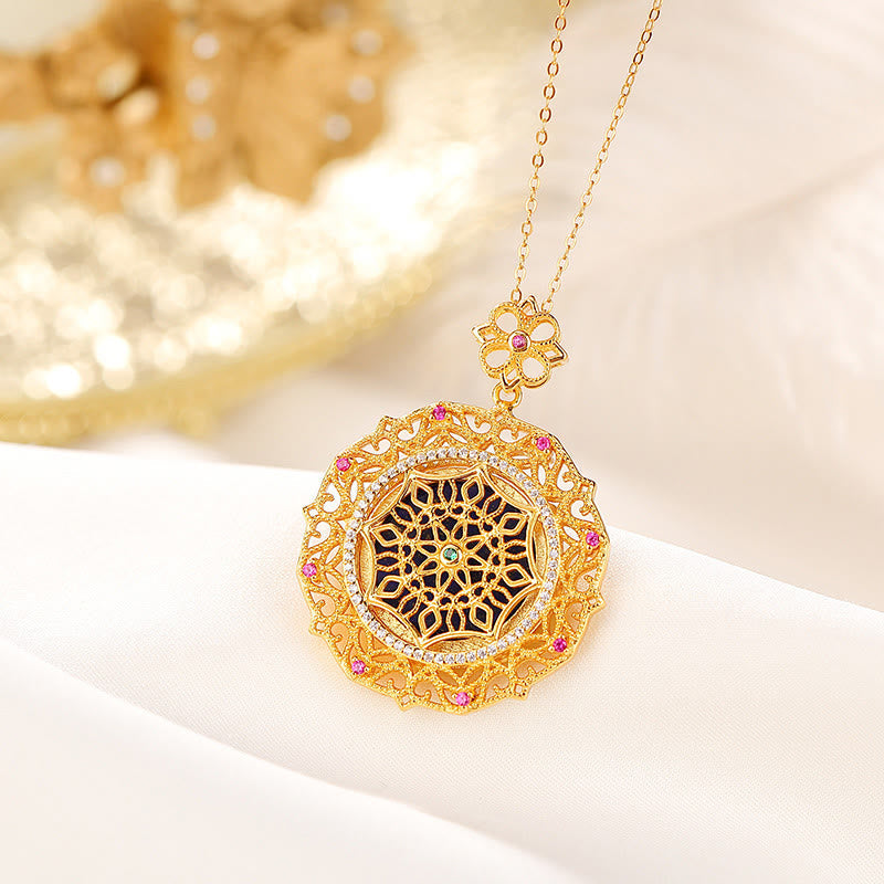 925 Sterling Silber Vergoldeter Lazurit Spiritueller Halskettenanhänger