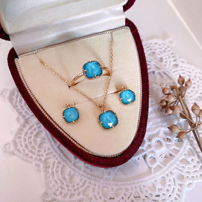 925 Sterling Silber vergoldet Türkis Schutz Schmuckset