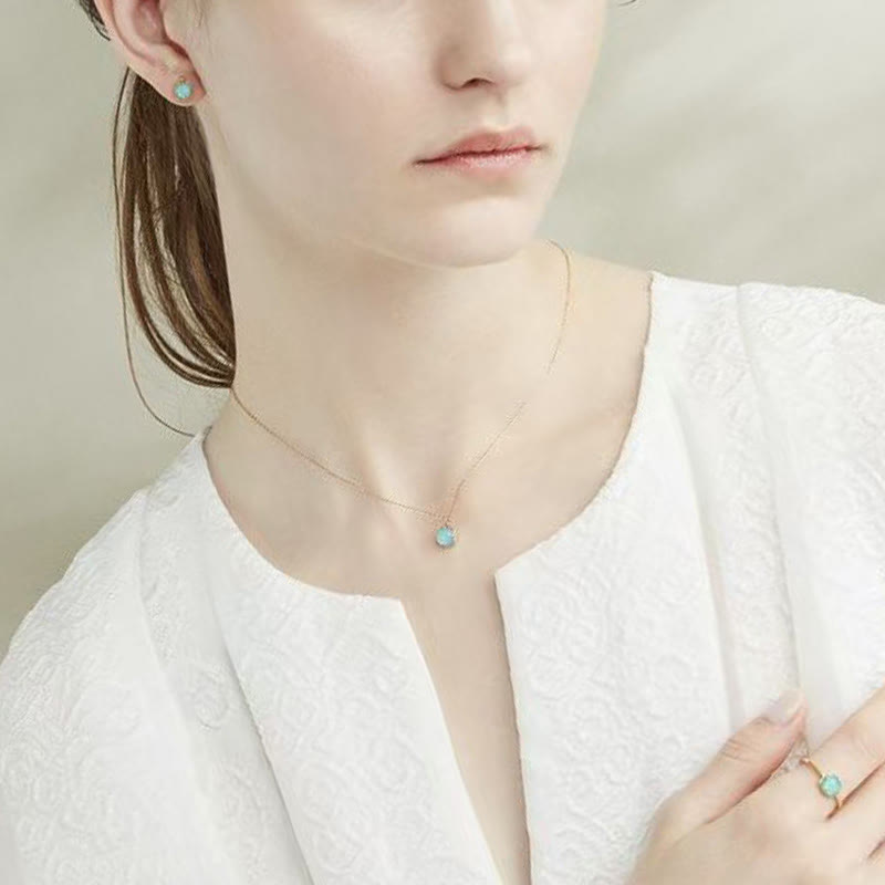 925 Sterling Silber vergoldet Türkis Schutz Schmuckset