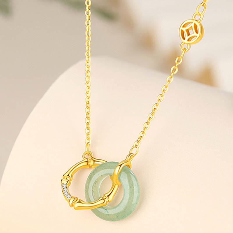 Halskette mit Peace-Schnalle aus 925er Sterlingsilber mit grünem Aventurin