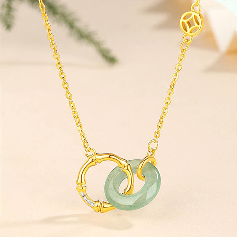 Halskette mit Peace-Schnalle aus 925er Sterlingsilber mit grünem Aventurin