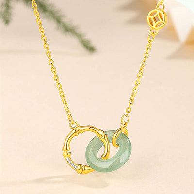 Halskette mit Peace-Schnalle aus 925er Sterlingsilber mit grünem Aventurin