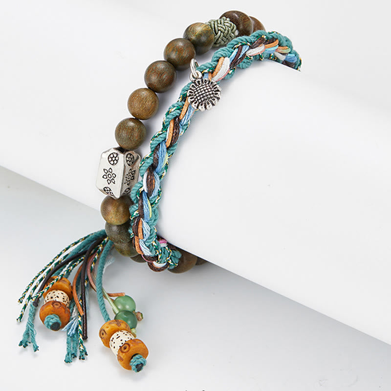 925 Sterling Silber Grünes Sandelholz Bodhi Samen Armband