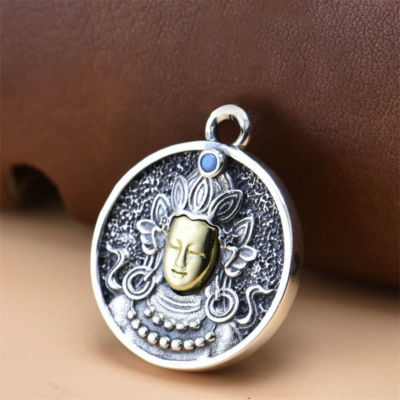 925 Sterling Silber Grüne Tara Doppel Dorje Vajra Spirituelle Halskette