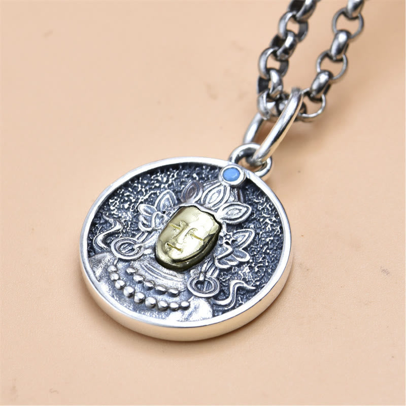 925 Sterling Silber Grüne Tara Doppel Dorje Vajra Spirituelle Halskette