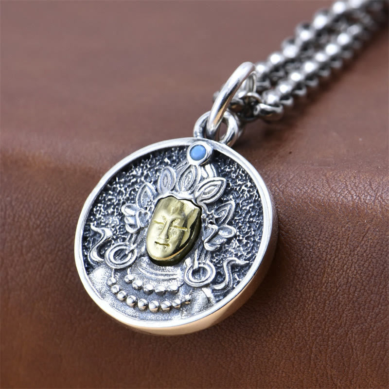 925 Sterling Silber Grüne Tara Doppel Dorje Vajra Spirituelle Halskette