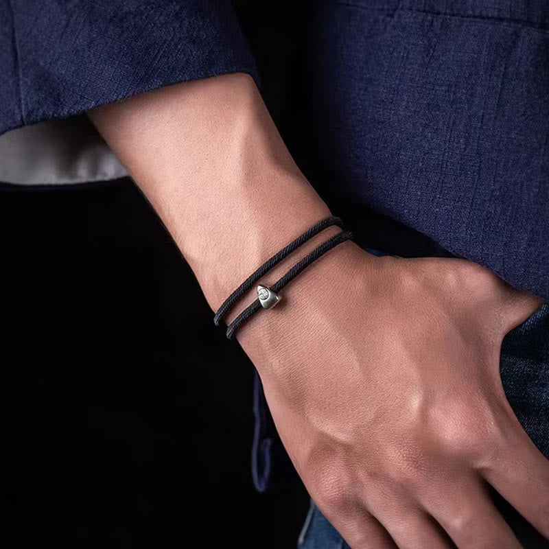 925 Sterling Silber Handgefertigtes Segensarmband mit Fu-Charakter