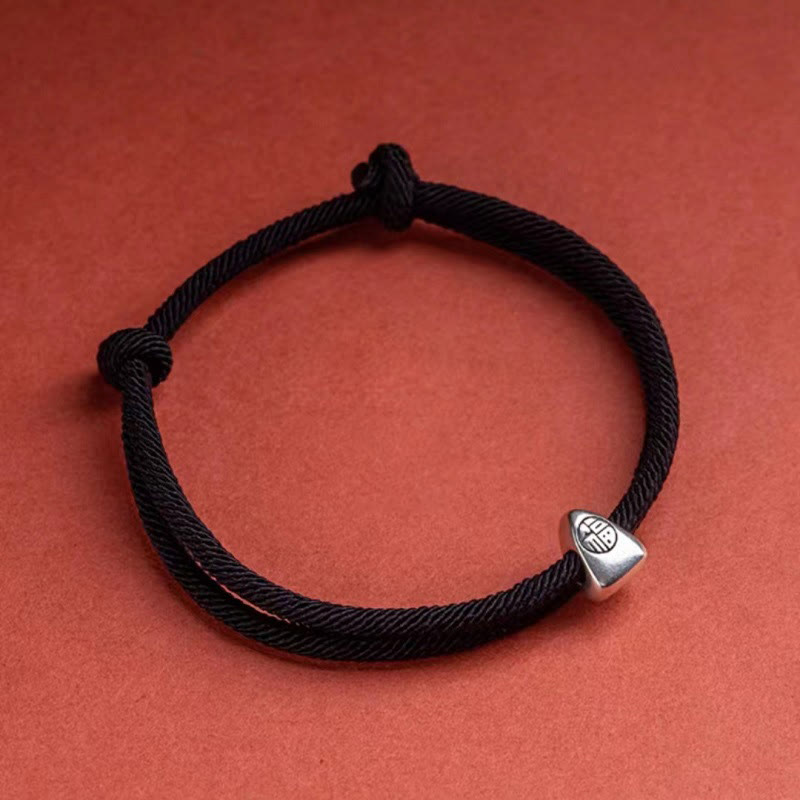 925 Sterling Silber Handgefertigtes Segensarmband mit Fu-Charakter