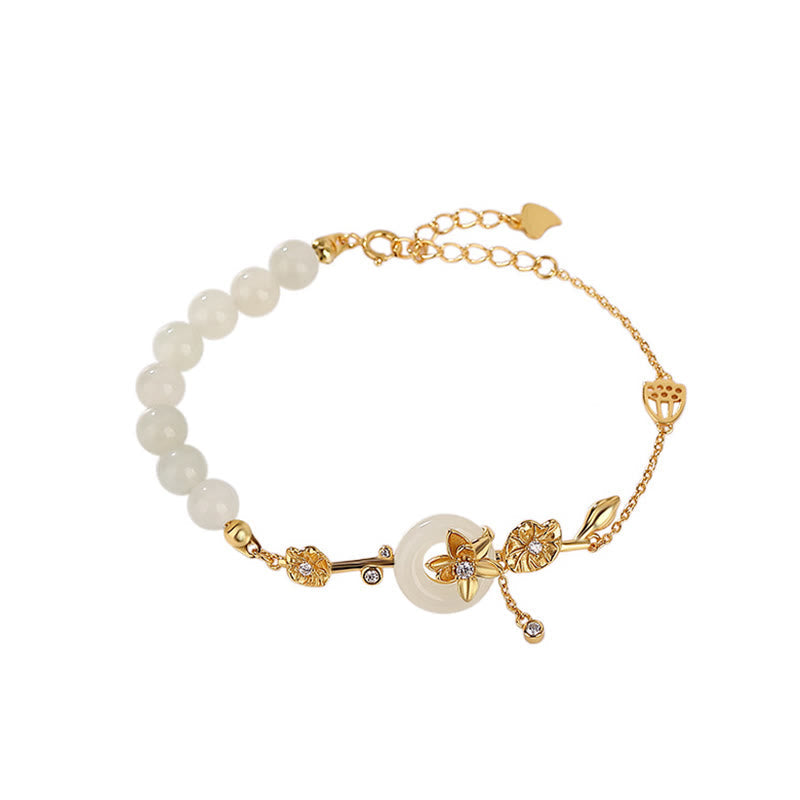 Armband mit Peace-Schnalle aus 925er Sterlingsilber mit Hetian-Jade