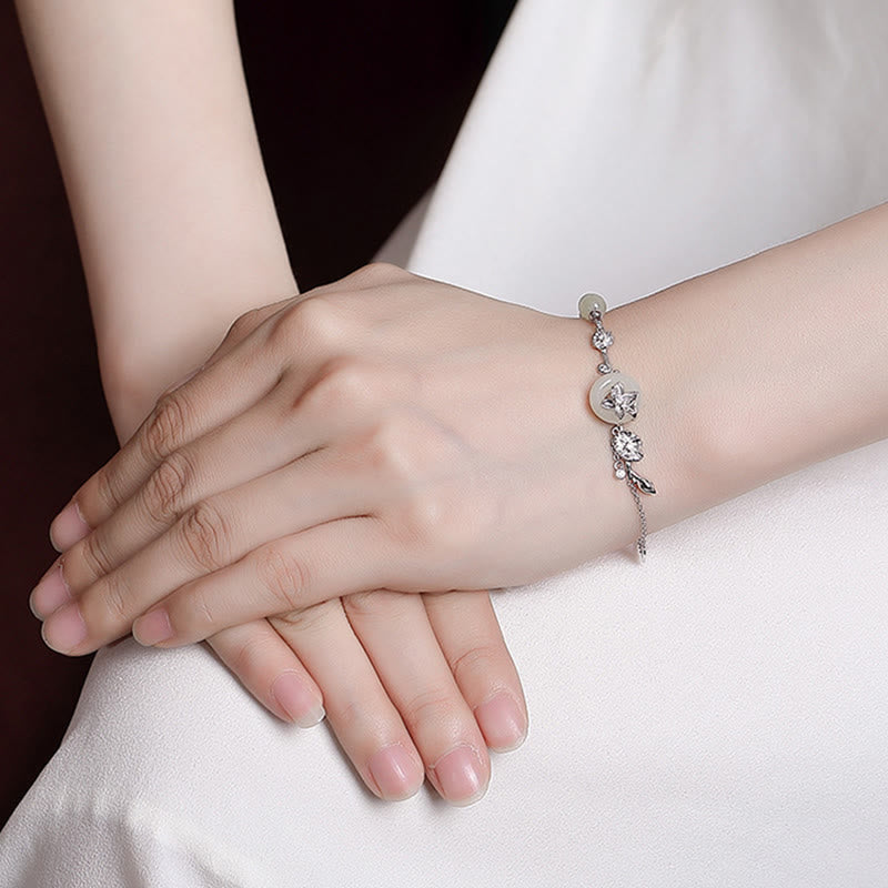 Armband mit Peace-Schnalle aus 925er Sterlingsilber mit Hetian-Jade