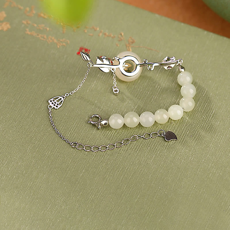 Armband mit Peace-Schnalle aus 925er Sterlingsilber mit Hetian-Jade