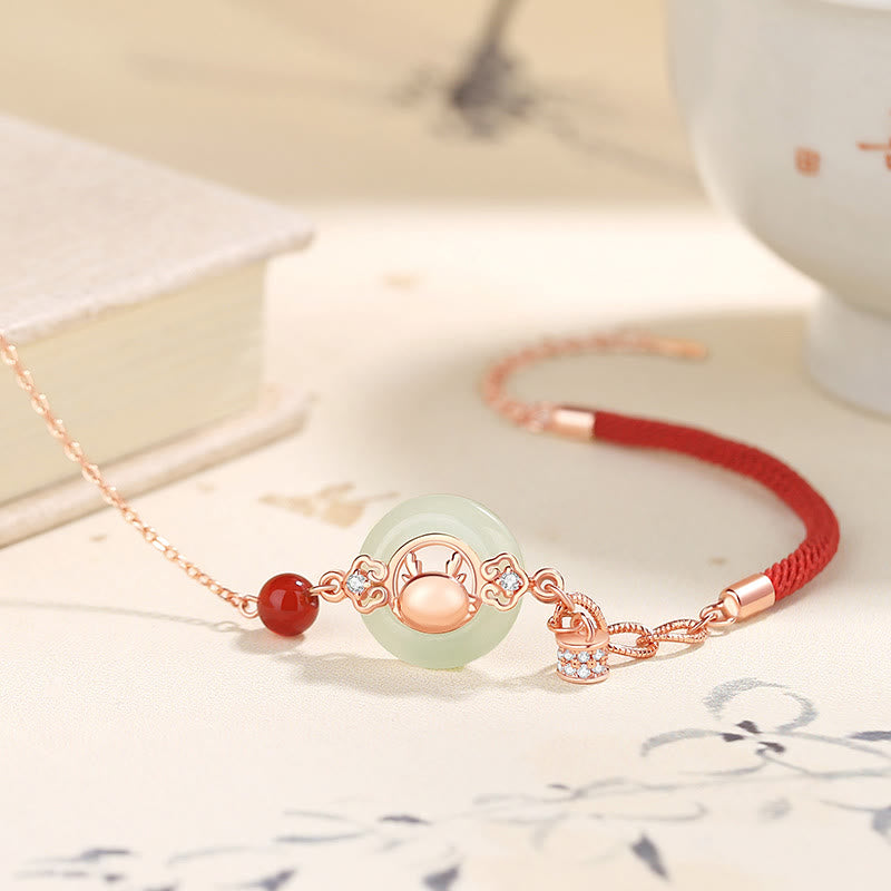 925 Sterling Silber Hetian Jade Peace Schnalle Armband Halskette