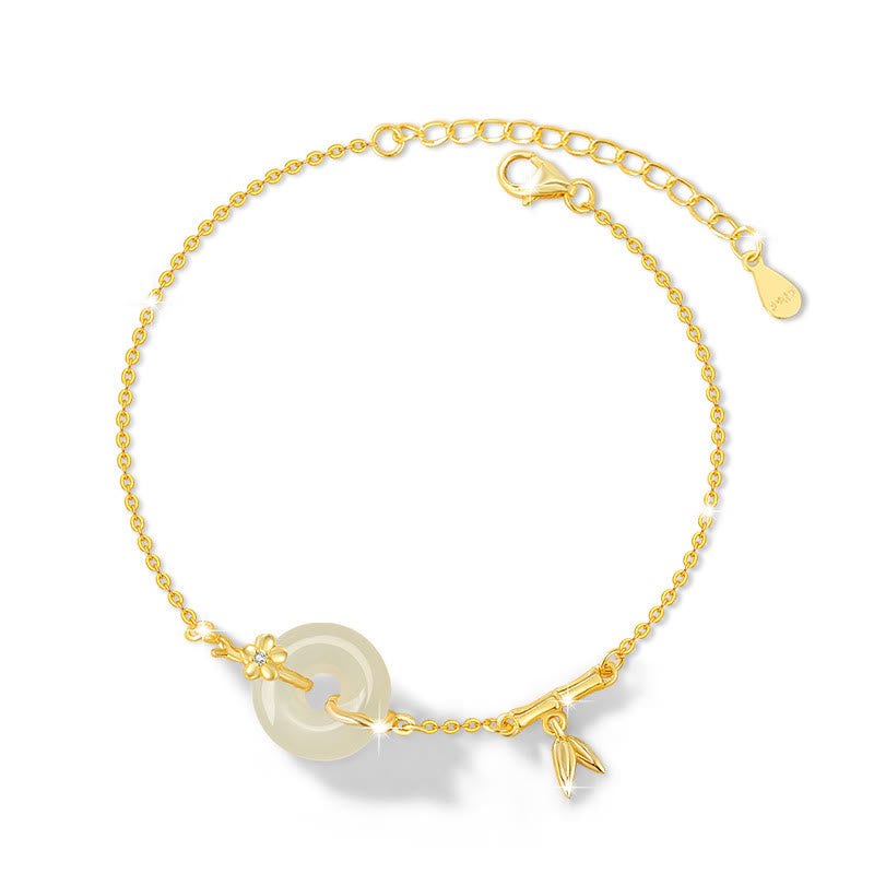 925 Sterling Silber Hetian Jade Peace Schnalle Kettenarmband