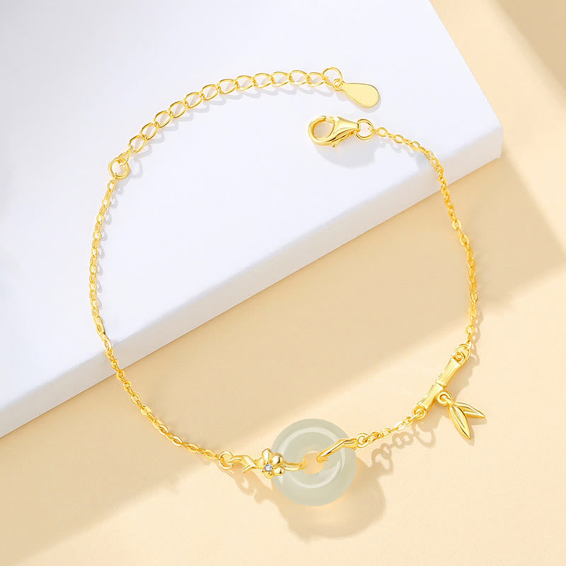 925 Sterling Silber Hetian Jade Peace Schnalle Kettenarmband