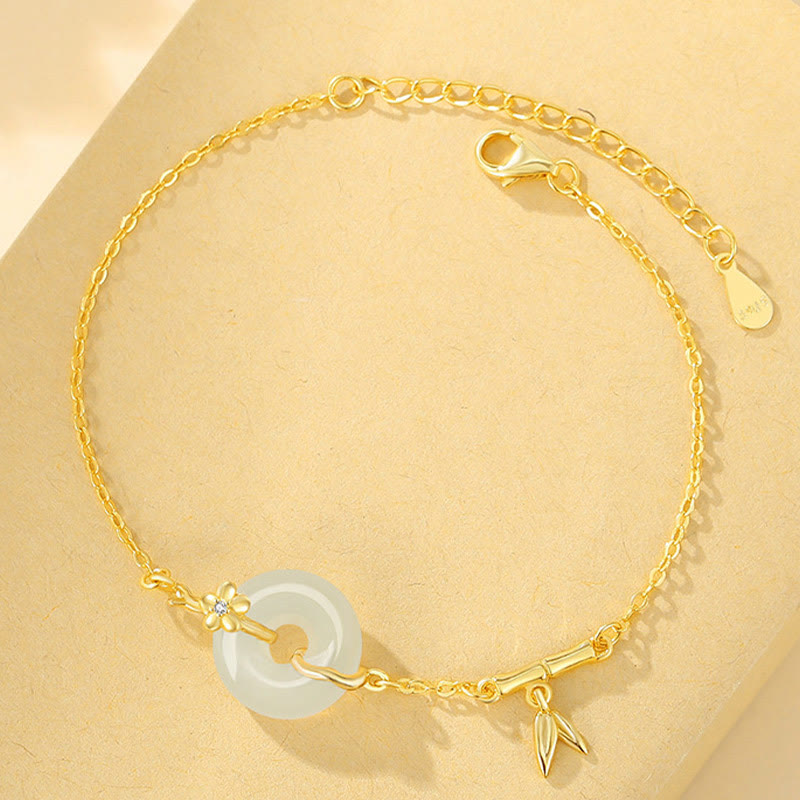 925 Sterling Silber Hetian Jade Peace Schnalle Kettenarmband