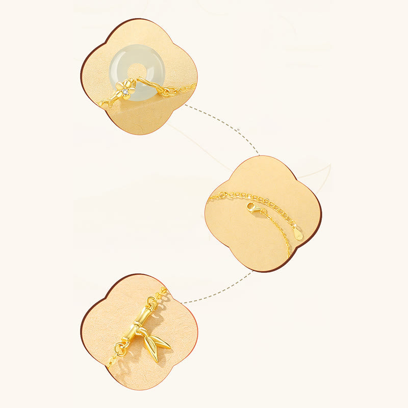 925 Sterling Silber Hetian Jade Peace Schnalle Kettenarmband