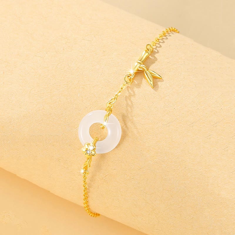 925 Sterling Silber Hetian Jade Peace Schnalle Kettenarmband