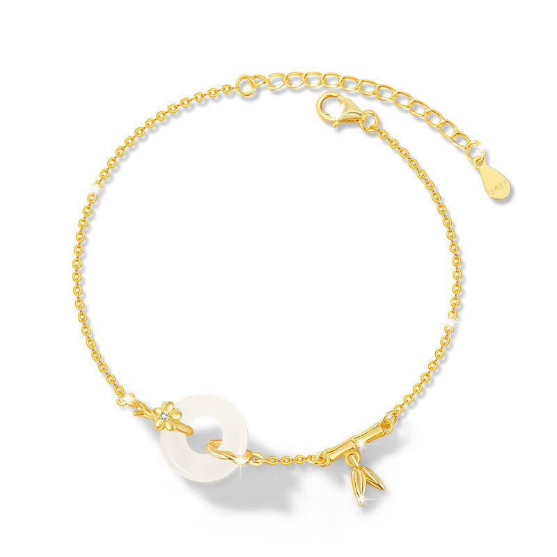 925 Sterling Silber Hetian Jade Peace Schnalle Kettenarmband