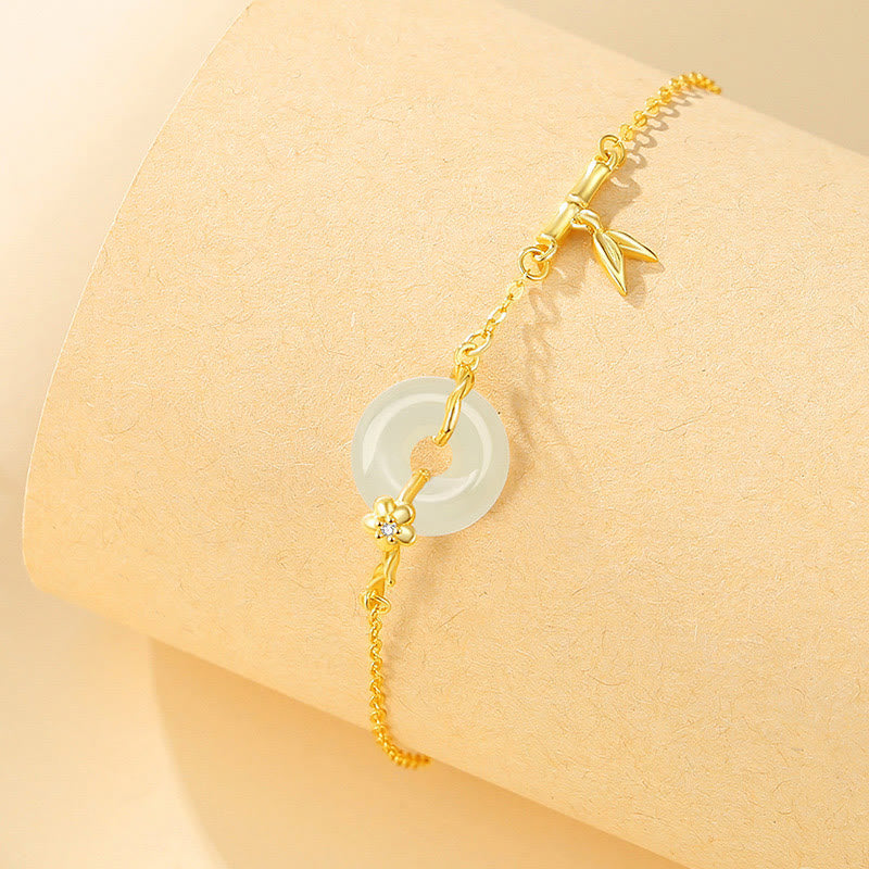 925 Sterling Silber Hetian Jade Peace Schnalle Kettenarmband