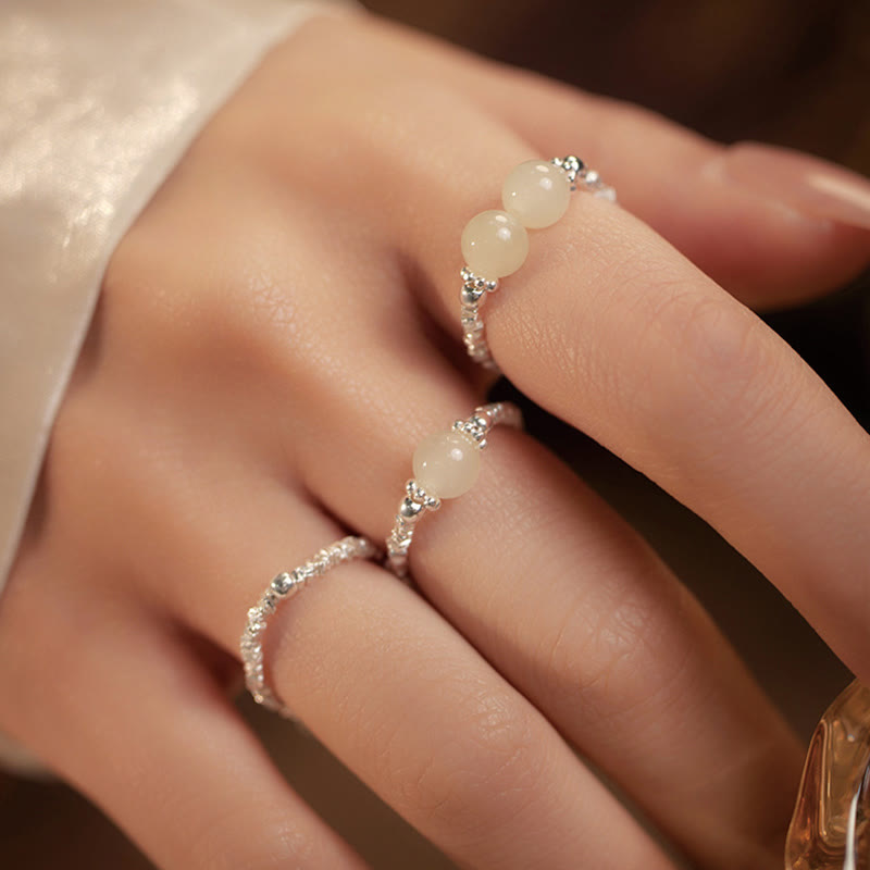 925 Sterling Silber Hetian Jade Ring - 6mm