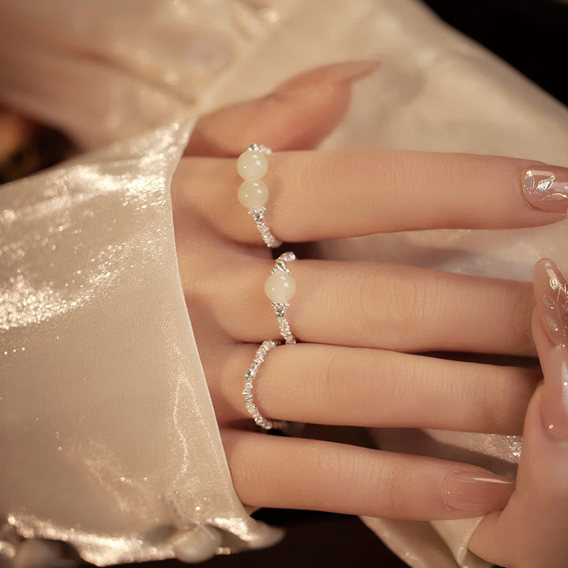 925 Sterling Silber Hetian Jade Ring - 6mm