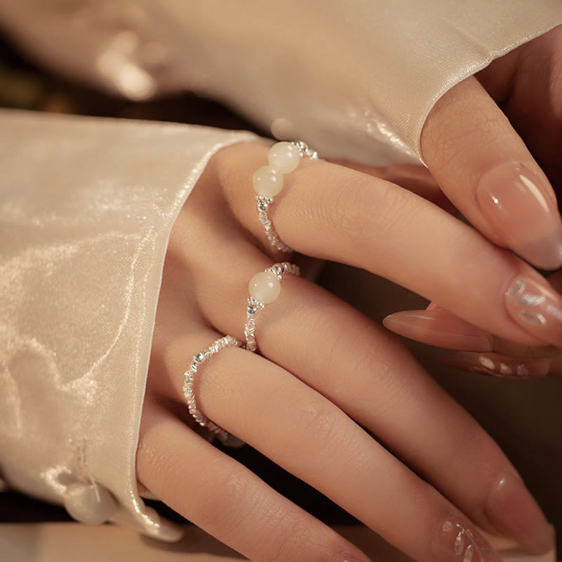 925 Sterling Silber Hetian Jade Ring - 6mm