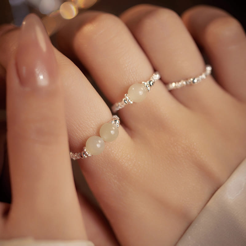 925 Sterling Silber Hetian Jade Ring - 6mm