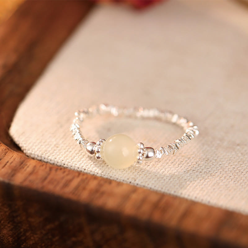 925 Sterling Silber Hetian Jade Ring - 6mm