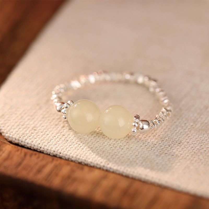 925 Sterling Silber Hetian Jade Ring - 6mm
