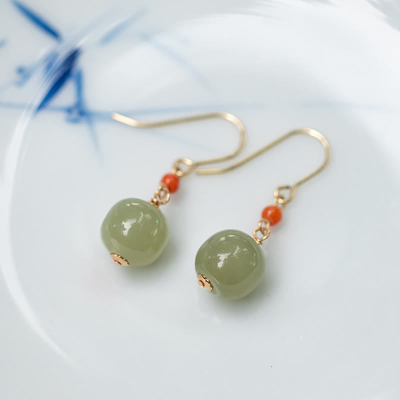 Jade-Tropfenohrringe aus 925er Sterlingsilber für Glück und Wohlstand