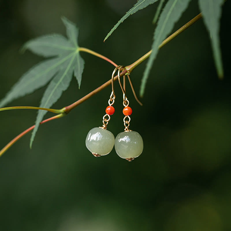 Jade-Tropfenohrringe aus 925er Sterlingsilber für Glück und Wohlstand