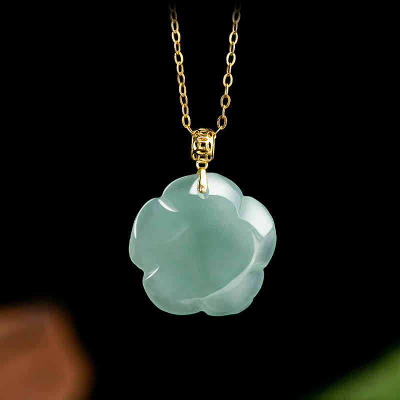 925 Sterling Silber Jade Glück Halskette 18K Gold Anhänger
