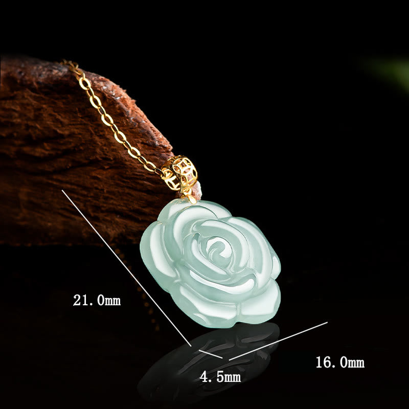 925 Sterling Silber Jade Glück Halskette 18K Gold Anhänger