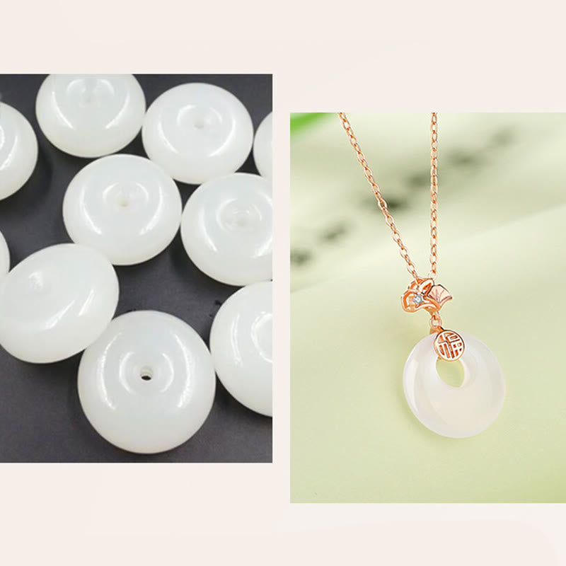 Jade-Halskette aus 925er Sterlingsilber mit Ginkgoblatt- und Schmetterlings-Harmonie-Anhänger