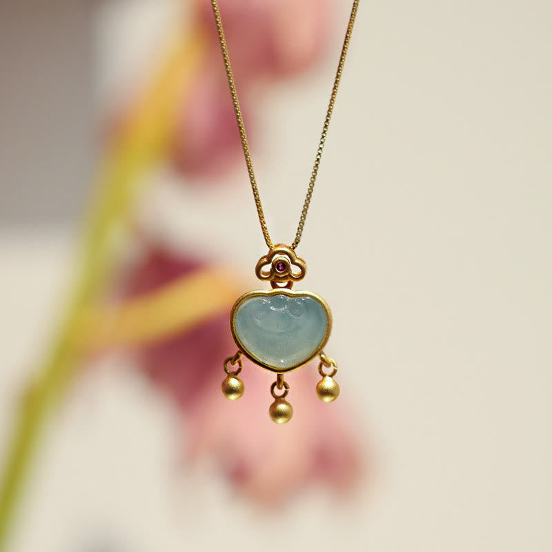 Jade-Halskette aus 925er Sterlingsilber für Glück und Wohlstand