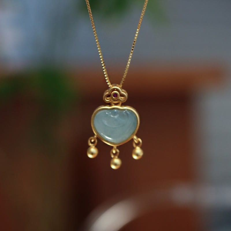 Jade-Halskette aus 925er Sterlingsilber für Glück und Wohlstand