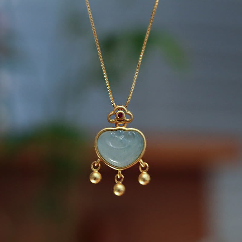 Jade-Halskette aus 925er Sterlingsilber für Glück und Wohlstand