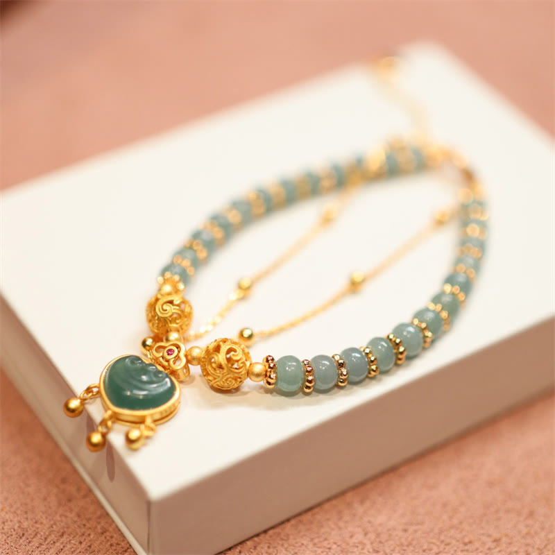 Jade-Halskette aus 925er Sterlingsilber für Glück und Wohlstand