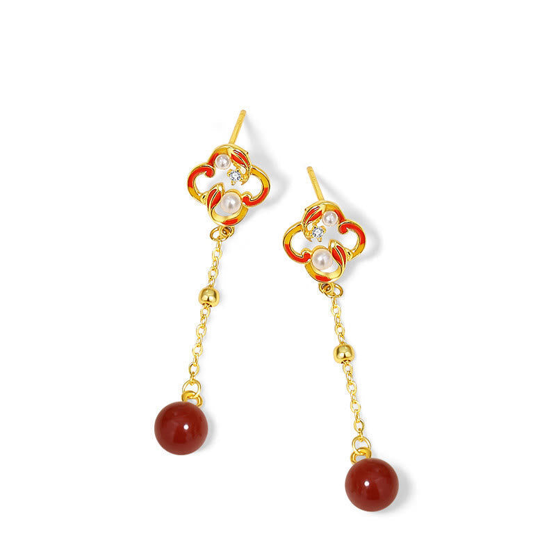 925 Sterling Silber Koi Fisch Schmuckset mit roter Achatperle