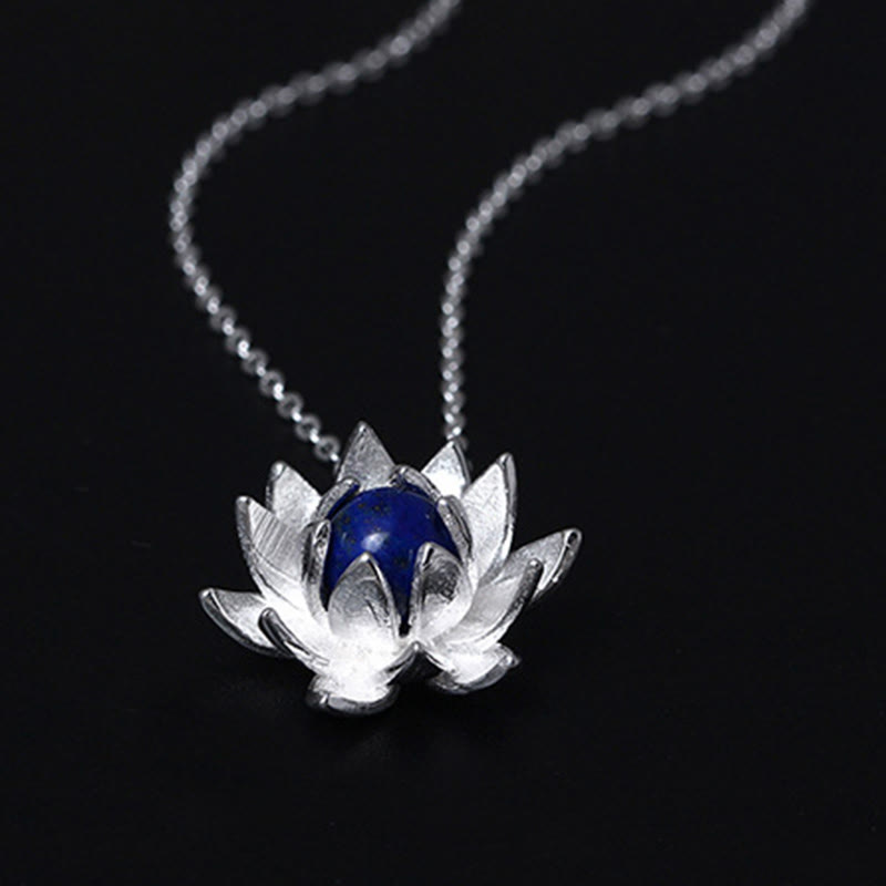 925 Sterling Silber Lazurite Lotus Halskette für Selbstpflege