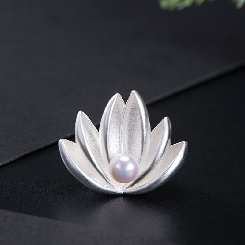 925 Sterling Silber Lotusblüten-Perlenbrosche für Neuanfänge