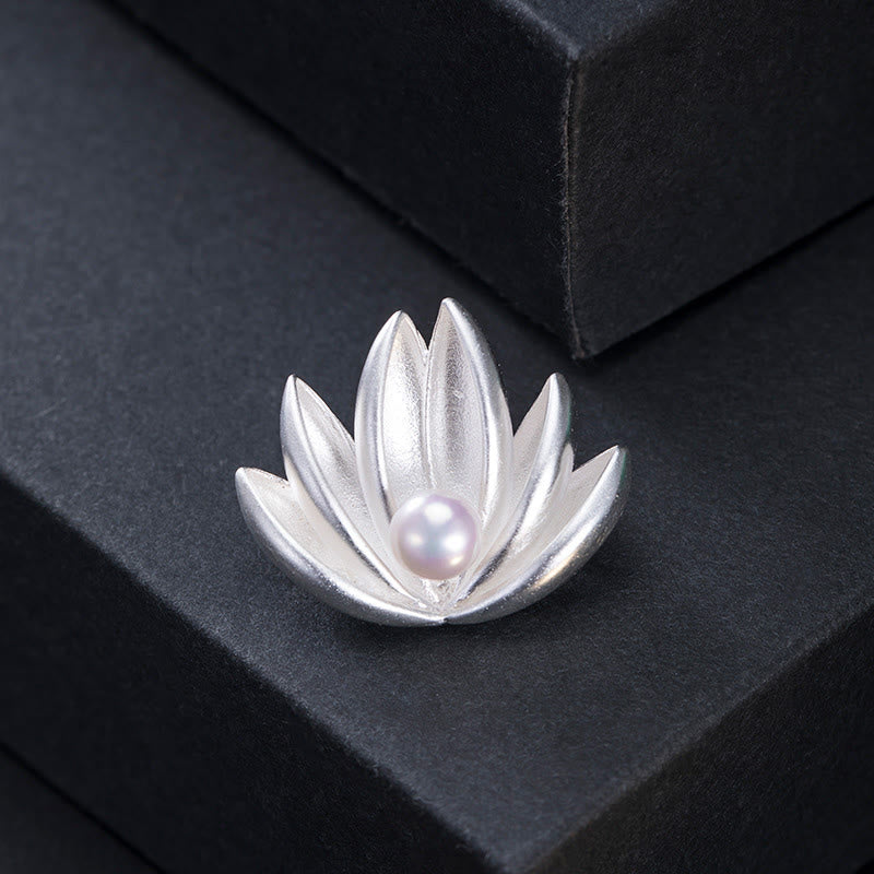 925 Sterling Silber Lotusblüten-Perlenbrosche für Neuanfänge